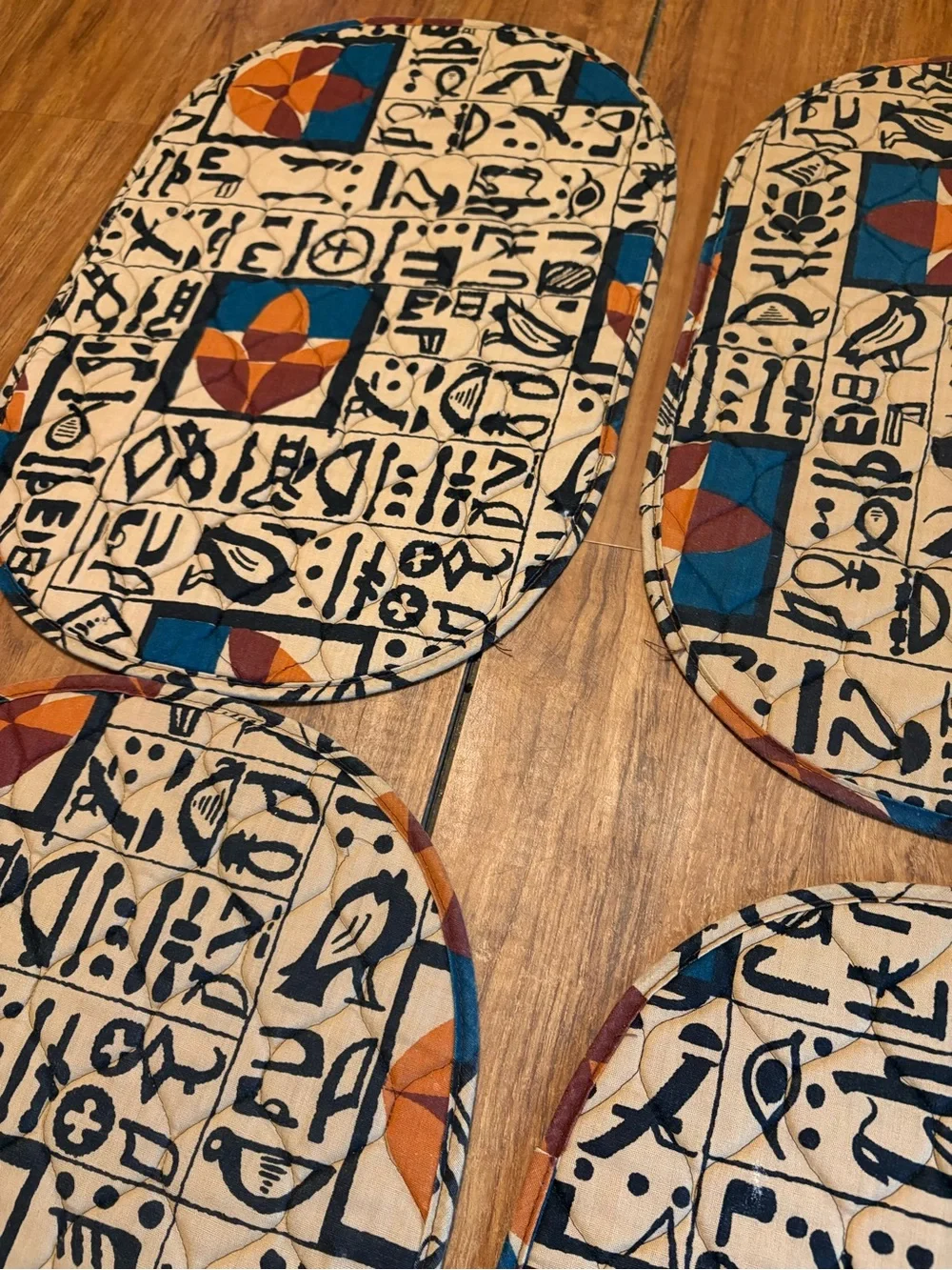 Vintage Aztec Tribal Geometric Quilted Placemats & Napkins Set of 4 Romatch